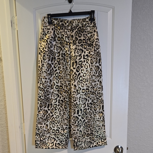 Allsaints Leopard Metallic Wide Leg Pants - Picture 1 of 2